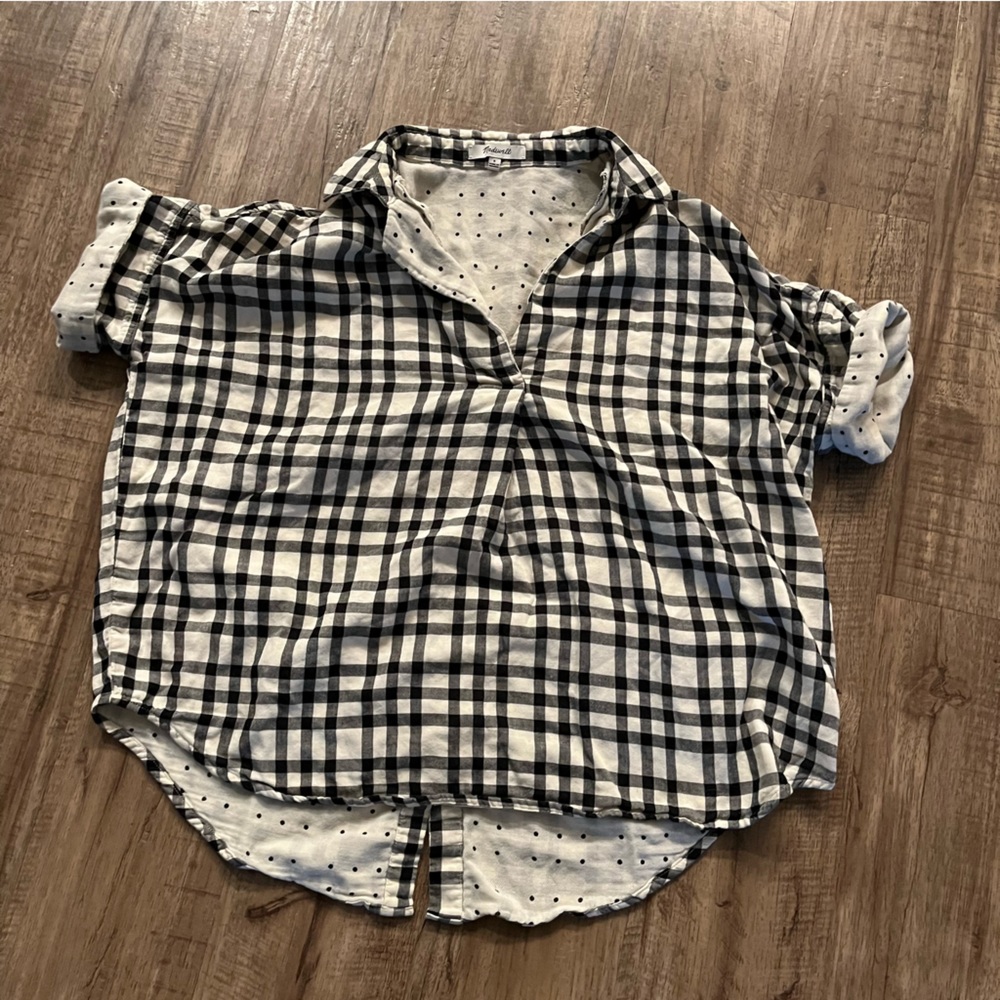Madewell Plaid Black and White Top